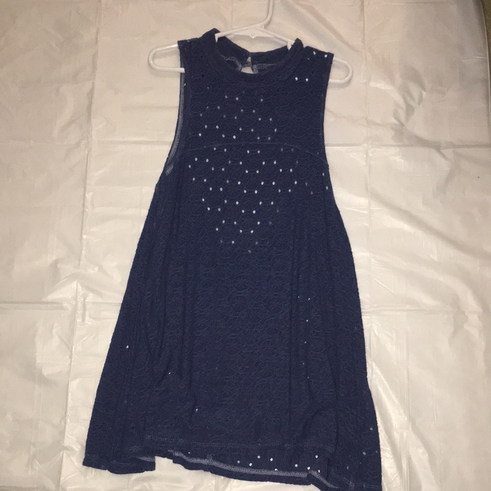 Blue open-back top
